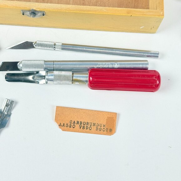 Vintage X-Acto Workshop Crafting Tools Kit Wooden Box Blades Incomplete Set - Picture 5 of 11